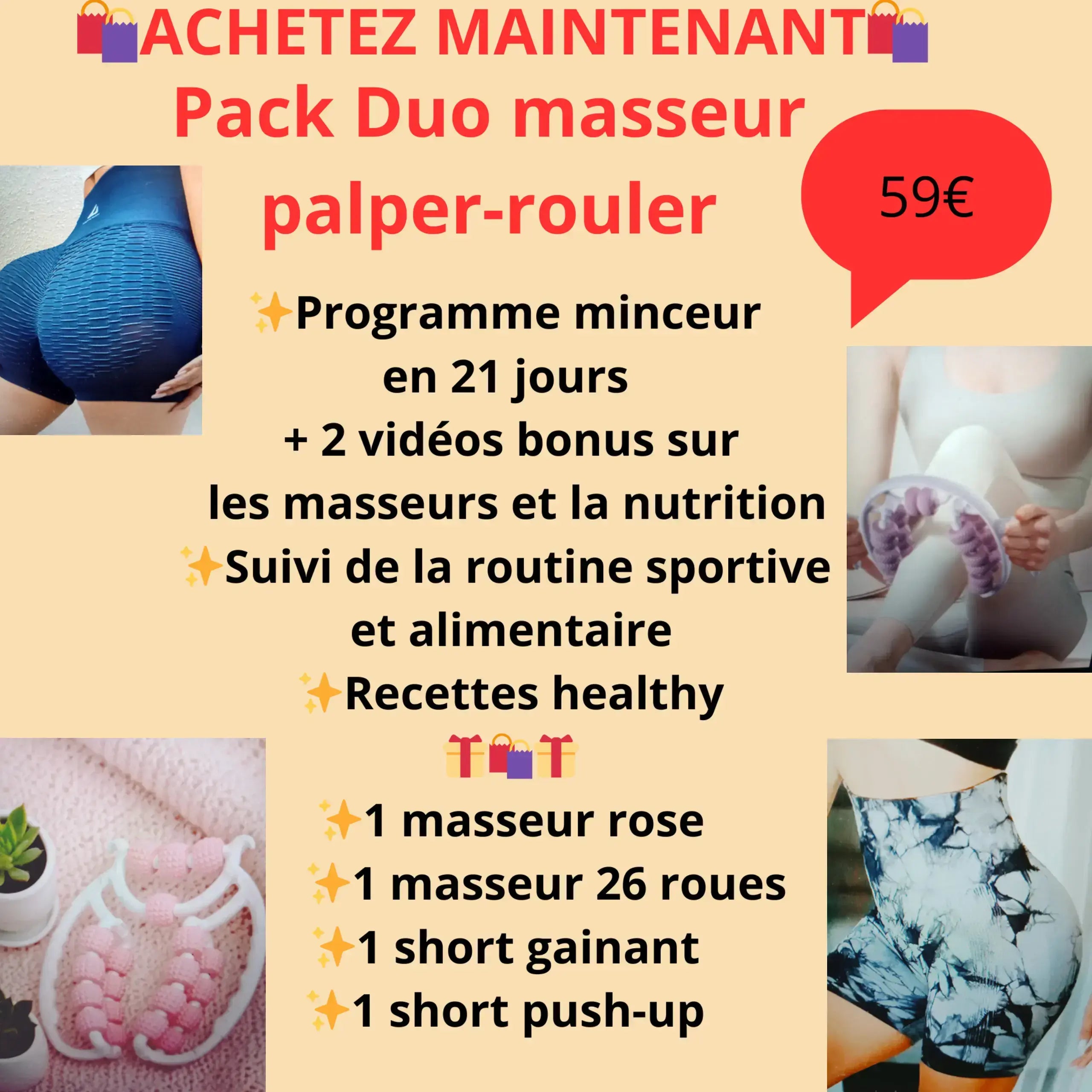Pack Duo Masseur Anti-Cellulite - Programme 21 Jours