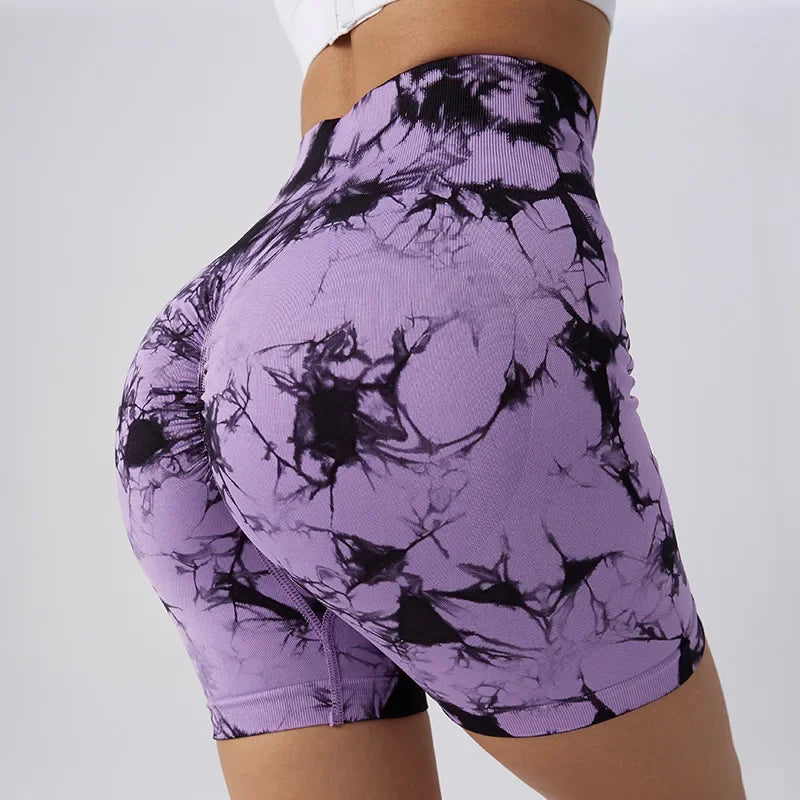 Short femme violet taille haute fitness